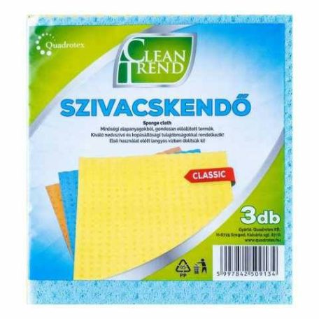 CleanTrend Quadro Szivacskendő 3db