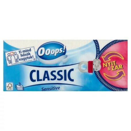 Ooops Papírzsebkendő Classic Sensitive 3rét, 90db (20)