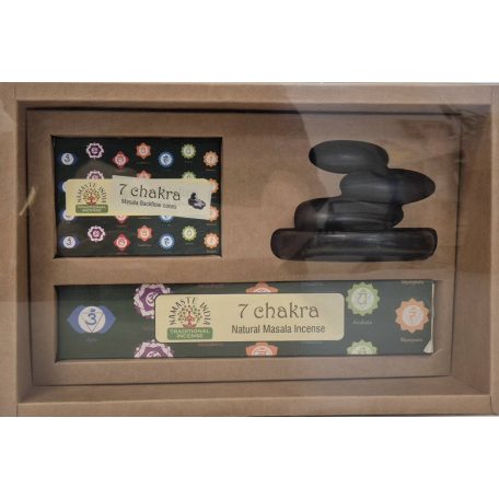 ZenHome Kerámia szett "Kő" - Füstölővel és kúpfüstölővel/7 Chakra