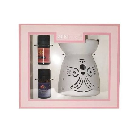 ZenHome Angel Kerámia szett+ Illóolaj 2x10ml Karamellás popcorn+vörösáfonya