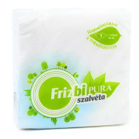 Frizbi Szalvéta Pura fehér 40db os 1 rétegű (36)