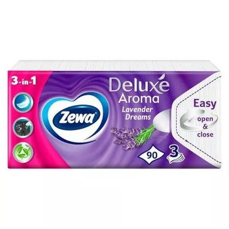 Zewa Papírzsebkendő deluxe 90db 3rtg Lavender