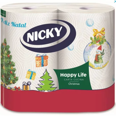 Nicky Háztartási papírtörlő Happy Life Christmas 100 lap 2rét, 2tek