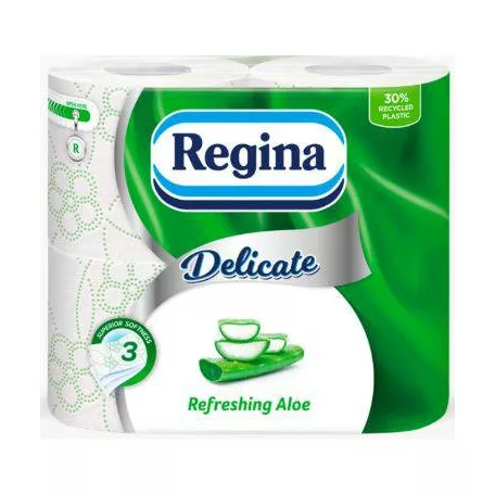 Regina Wc papír Delicate 4 tekercs, 3 réteg ALOE 150lap (14)