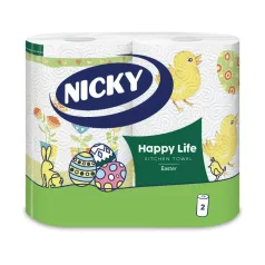   Nicky Háztartási papírtörlő Happy Life Húsvét 80 lap 2rét, 2tek (12)