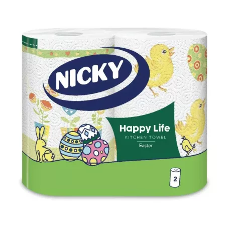 Nicky Háztartási papírtörlő Happy Life Húsvét 80 lap 2rét, 2tek (12)
