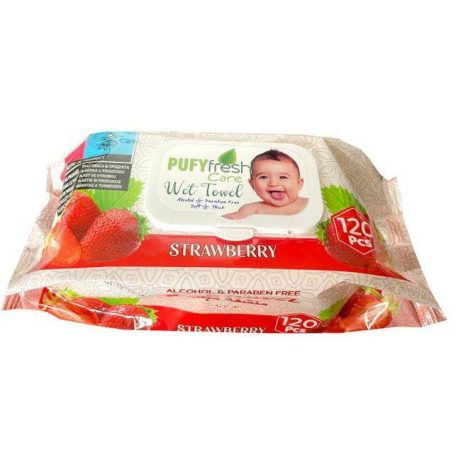 Pufy Fresh nedves törlőkendő 120db Eper (12)